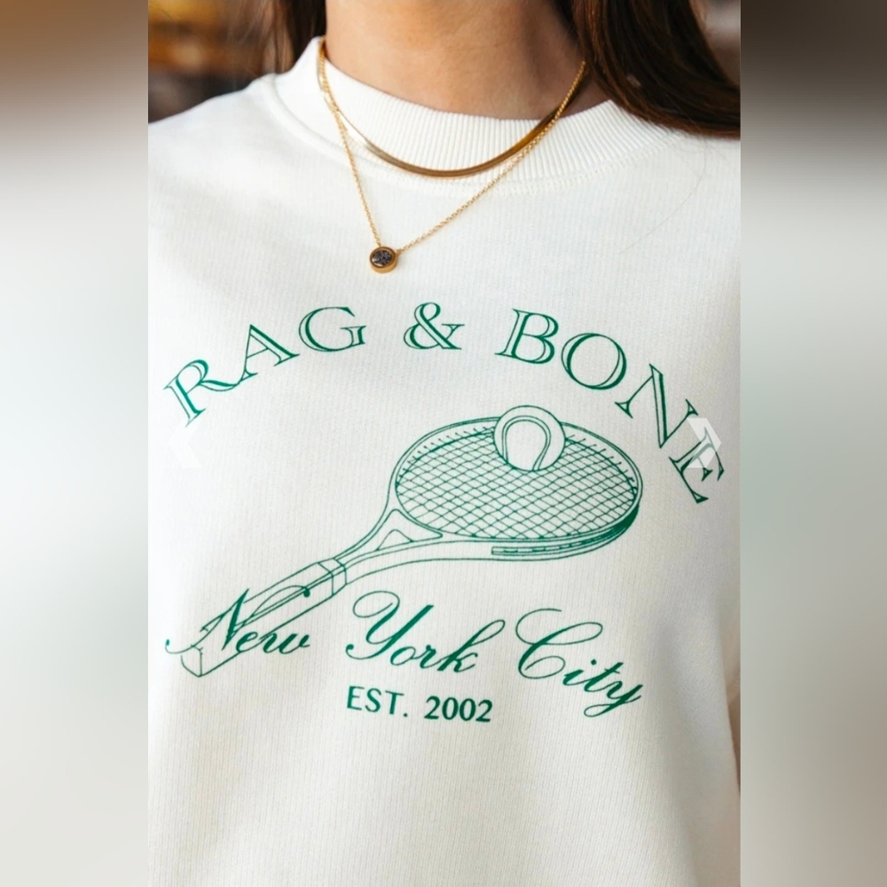Rag & Bone Rb Raquet Sweatshirt in Ivory Size XS Nwt - Picture 2 of 5